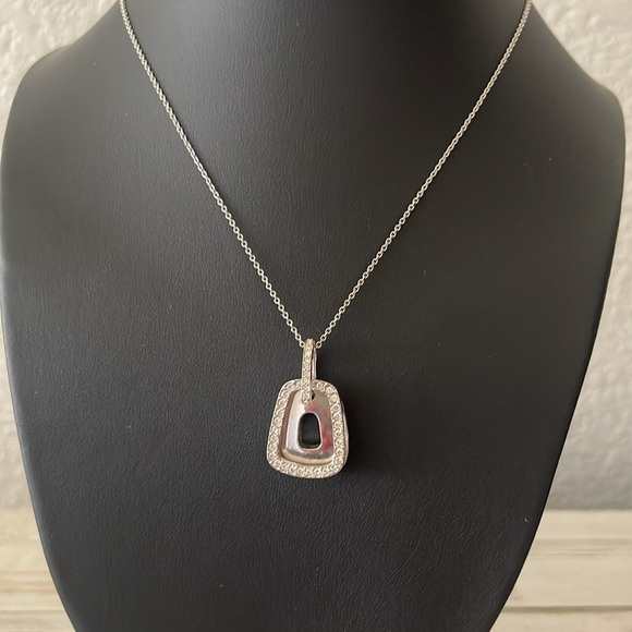 Nadri Sparkling CZ Double Pendant Necklace. - Picture 2 of 6